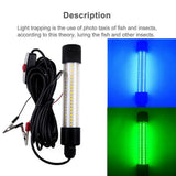 20W Underwater Submersible Fishing Light 12V-24V - 126 LED Green Lure Finder Lamp
