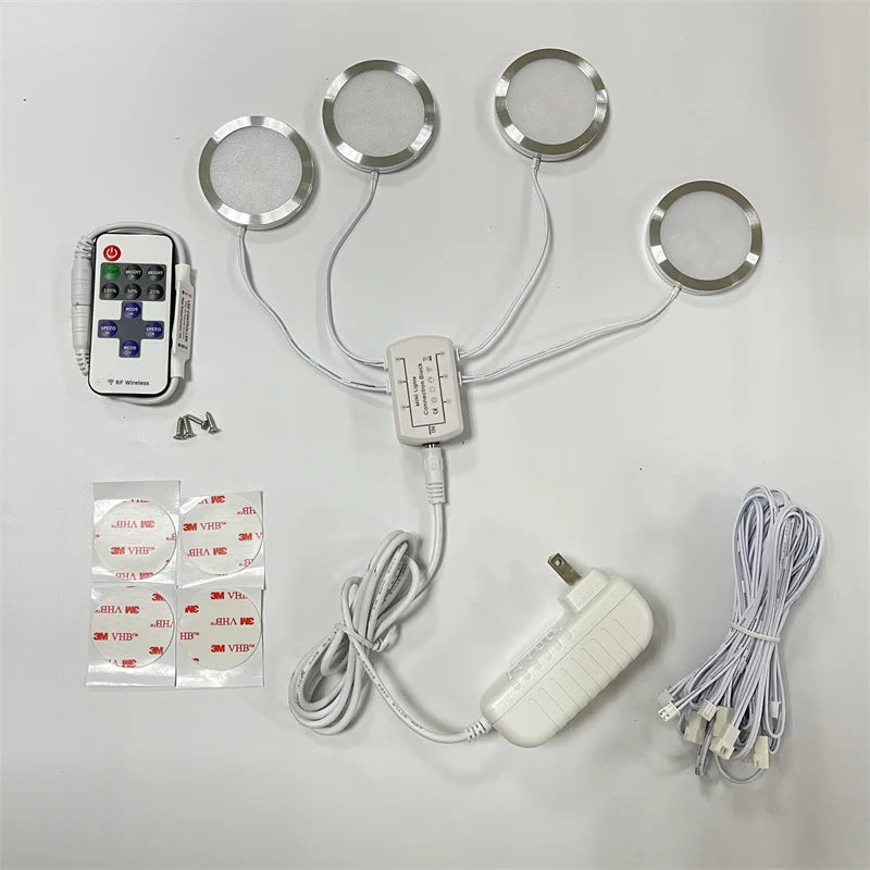 LED Led Mini Spotlights Remote Control Dimmable Spot Light Kit 3W 110V 220V Surface Mounted Ceiling Indoor Cabinet Lamps