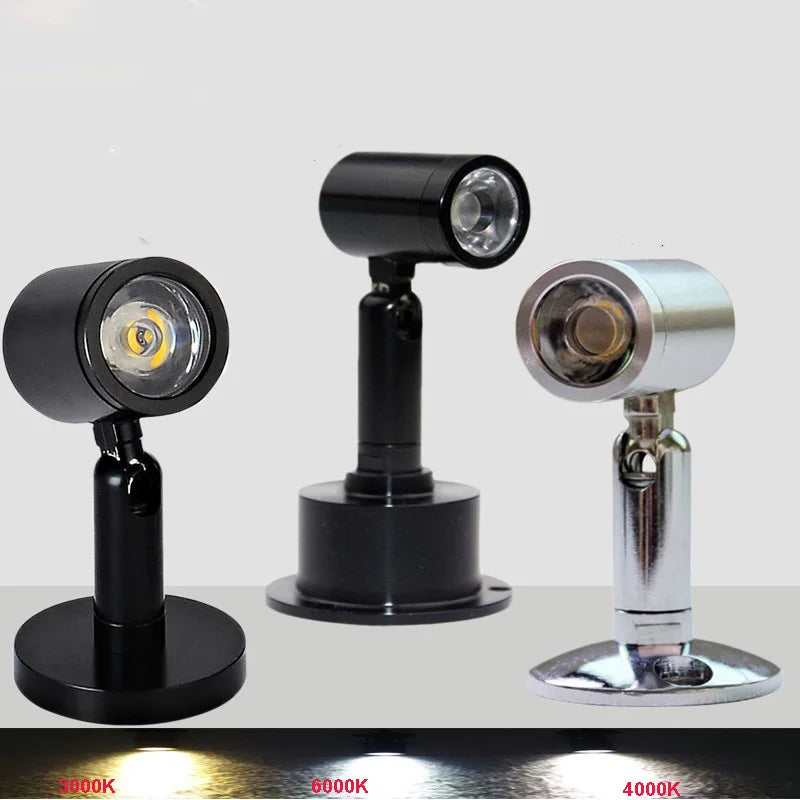 LED Spotlights Mini Ceiling Down Lights 1W 3W AC85-265v Surface Mounted Bulbs for Cabinet Counter Showcase