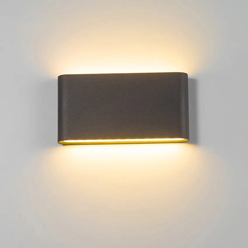 Black LED Wall Lamp (6W/12W) - Up & Down Outdoor/Indoor Modern Sconce Light Fixture for Garden, Corridor, Aisle & Terrace Decor