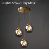 Amber Smoke Gray Clear Glass Pendant Lamp LED Hanging Light for Dining Room Table Kicthen Island Bedroom Bedside Lighting