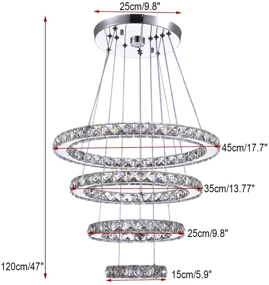 Luxury Large 5 Rings Led Round Crystal Chandelier light Spiral Pendant Lamp Modern Chandelier Light Fixtures Stair Hotel Lamp