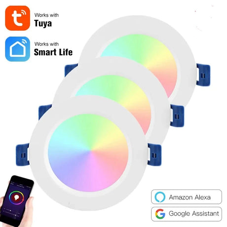 10W/12W Tuya Zigbee 3.0 Smart LED Downlight RGBCW 3.5/4 Inch Round Ceiling Lamp Indoor Spot Lighting Work With Alexa Google Home