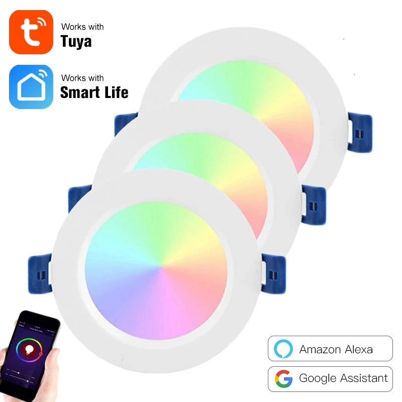10W/12W Tuya Zig bee 3.0 Smart LED Downlight RGBCW 3.5/4 Inch Round Ceiling Lamp Indoor Spot Lighting Work With Alexa Google Home
