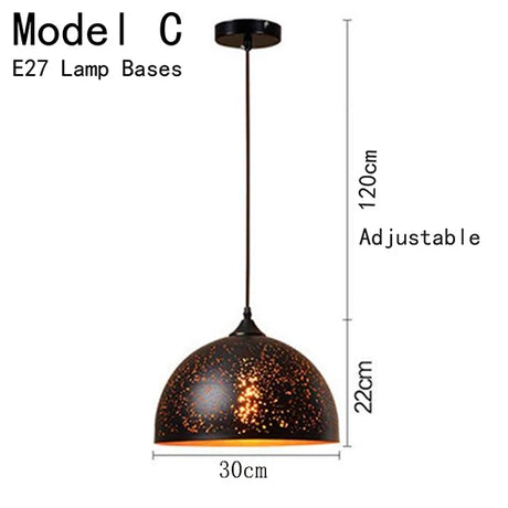 Vintage Pendant Lamp Black Iron Etching Lampshade Bar/Teahouse/Restaurant Indoor Lighting American Creative E27 Pendant Lights