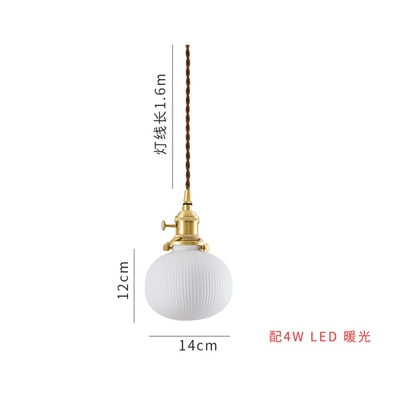 White Ceramic Brass Pendant Lights Fixtures Restaurant Bedroom Bedside Nordic Japanese Style Hanging Lamp LED Hanglampen