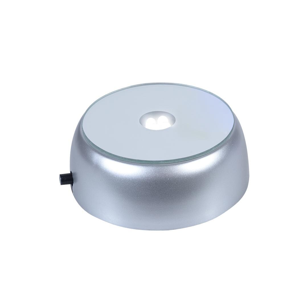 4 LEDs Luminous Base Light Crystal Glass Transparent Objects Display Laser Colorful Round Stand Base for Cocktail