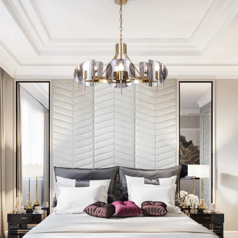 Postmodern creative living room chandelier personality fashion restaurant bedroom villa duplex floor glass chandelier E14