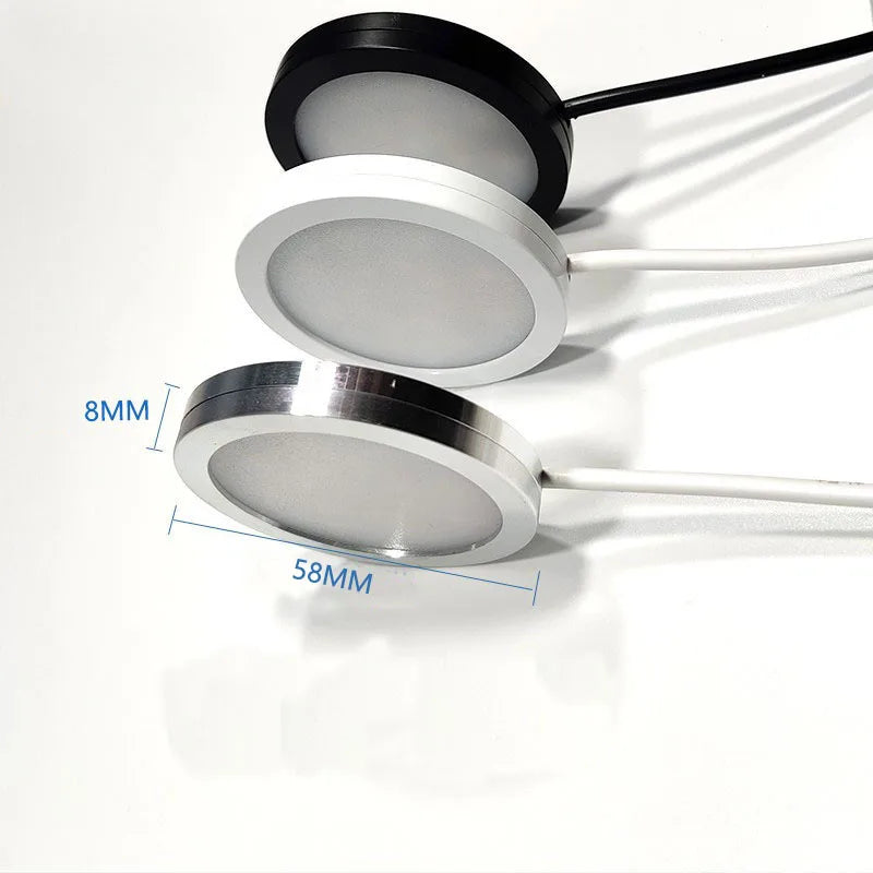 Ultra-Thin 8mm USB 5V 3W Dimmable Mini LED Circular Spotlight - Surface Mount Ceiling & Exhibition Cabinet Puck Light