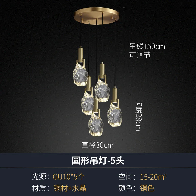 New Crystal Led Pendant lights Nordic luxury brass Dining Room Bar Kitchen suspension Luminaire bedroom bedside Hanging lamp