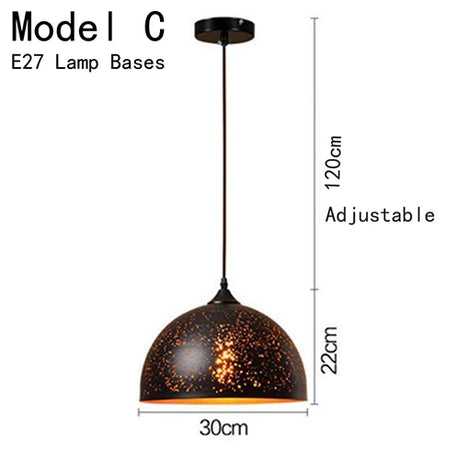 Vintage Pendant Lamp Black Iron Etching Lampshade Bar/Teahouse/Restaurant Indoor Lighting American Creative E27 Pendant Lights