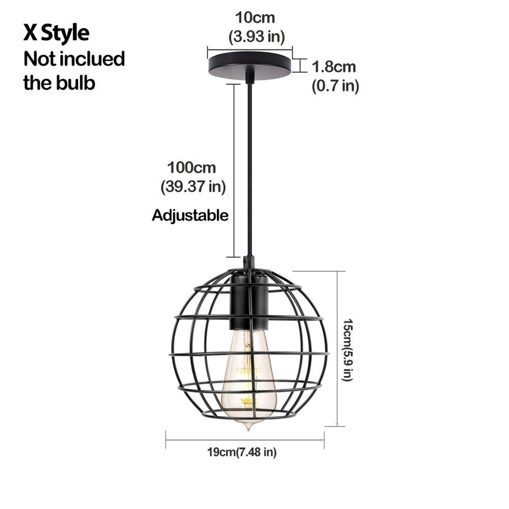 Retro Industrial Pendant Light Nordic Black Metal Cage Lighting Fixtures Iron Loft Cage Kitchen Vintage Adjustable Hanging Lamps