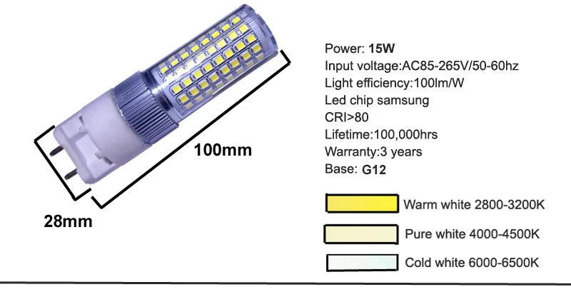G12 LED corn light 10W 12W 15WSMD2835 Led Bulbs lamp Ultra bright AC85-265V lamp high-brightness lighting