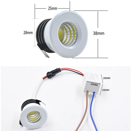 Led Mini Down Light 3W Spot Light Recessed Ceiling Downlight AC85-265V Spotlight Aluminium White Black Silver Gold Shell LED Spot