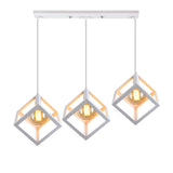 Nordic Style 3 in 1 Pendant Lights Creative Geometric Lamp Shade Cube E27 Base Metal Hanging Light Square Ceiling Lighting Decors