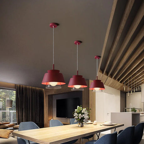 Nordic Colorful Iron Glass Led Pendant Light Modern Dining Room Kitchen Hanging Lamp Lighting Fixtures Loft Industrial Art Decors