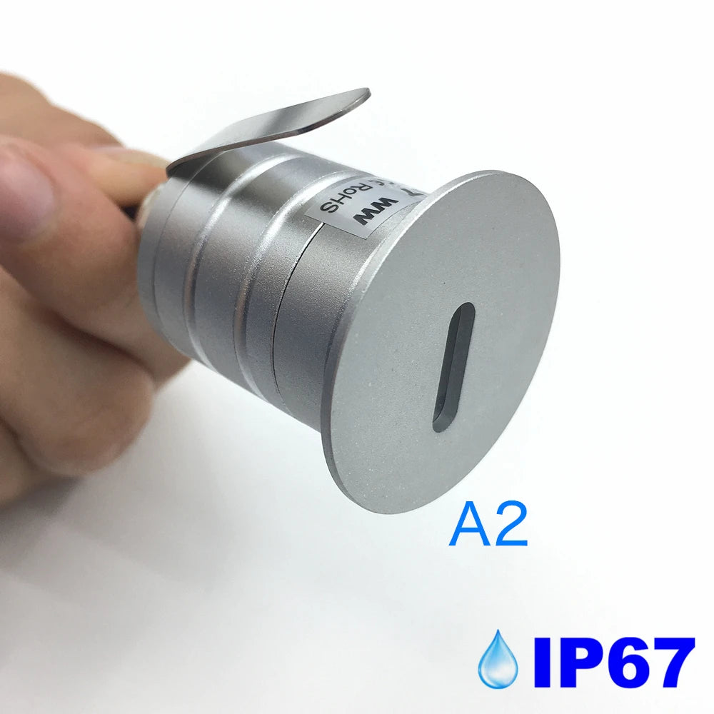 1W Waterproof IP67 Recessed LED Stair Light (DC 12V/24V) - Outdoor Deck & Corner Wall Lamp