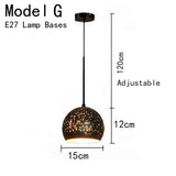 Vintage Pendant Lamp Black Iron Etching Lampshade Bar/Teahouse/Restaurant Indoor Lighting American Creative E27 Pendant Lights