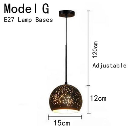 Vintage Pendant Lamp Black Iron Etching Lampshade Bar/Teahouse/Restaurant Indoor Lighting American Creative E27 Pendant Lights