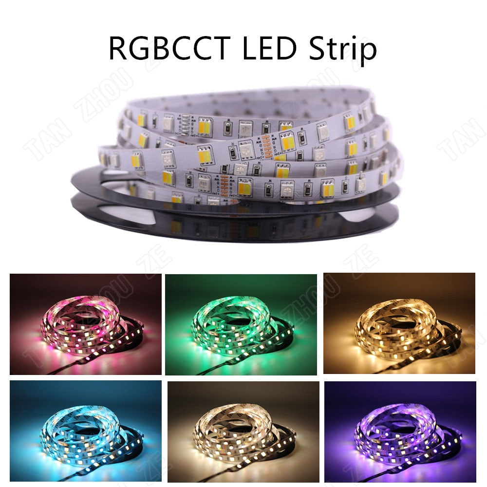 SMD 5050 RGB LED Strip Waterproof 5M 300LED DC 12V 24V CCT RGBCCT  RGBW RGBWW WHITE WARM WHITE NW Fita LED Light Strips Flexible
