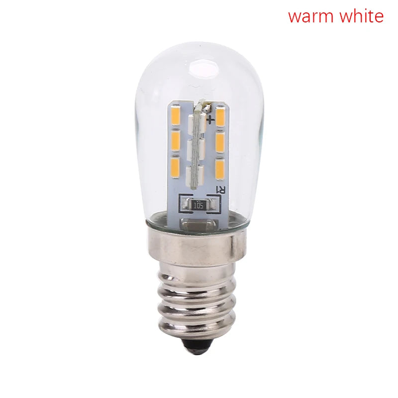 E12 220V LED Light Bulb with Clear Glass Shade - High Brightness Pure/Warm White Lamp for Sewing Machines & Refrigerators