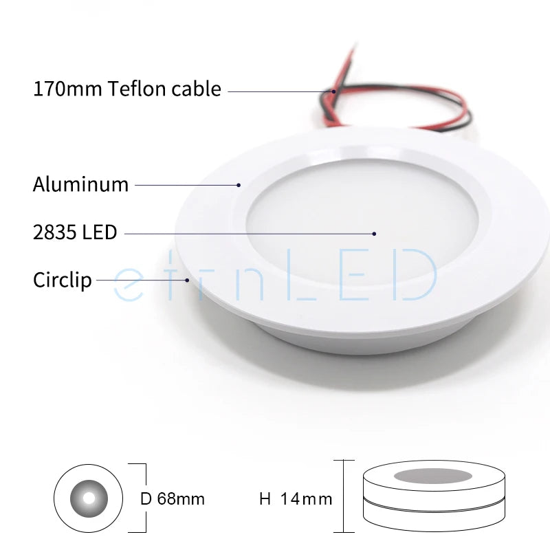 Led Spotlight 3W 12V 24V Round Recessed Lamp Led Bulb RGB Ceiling Downlight Indoor Mini Spot Light Boat Camper Caravan
