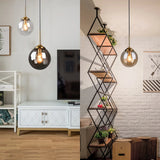 Amber Smoke Gray Clear Glass Pendant Lamp LED Hanging Light for Dining Room Table Kicthen Island Bedroom Bedside Lighting