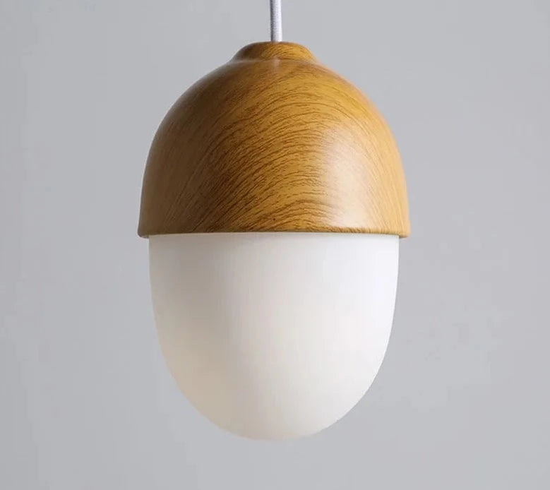 Nordic Wood Grain Iron Glass Pendant Lamp Modern Nut Round E27 110-240V Hanging Light Living Room Bedroom Decors Pendant Lighting