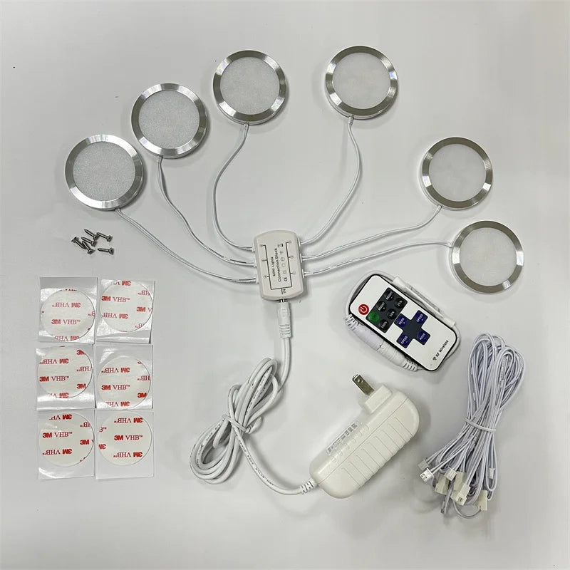 LED Led Mini Spotlights Remote Control Dimmable Spot Light Kit 3W 110V 220V Surface Mounted Ceiling Indoor Cabinet Lamps
