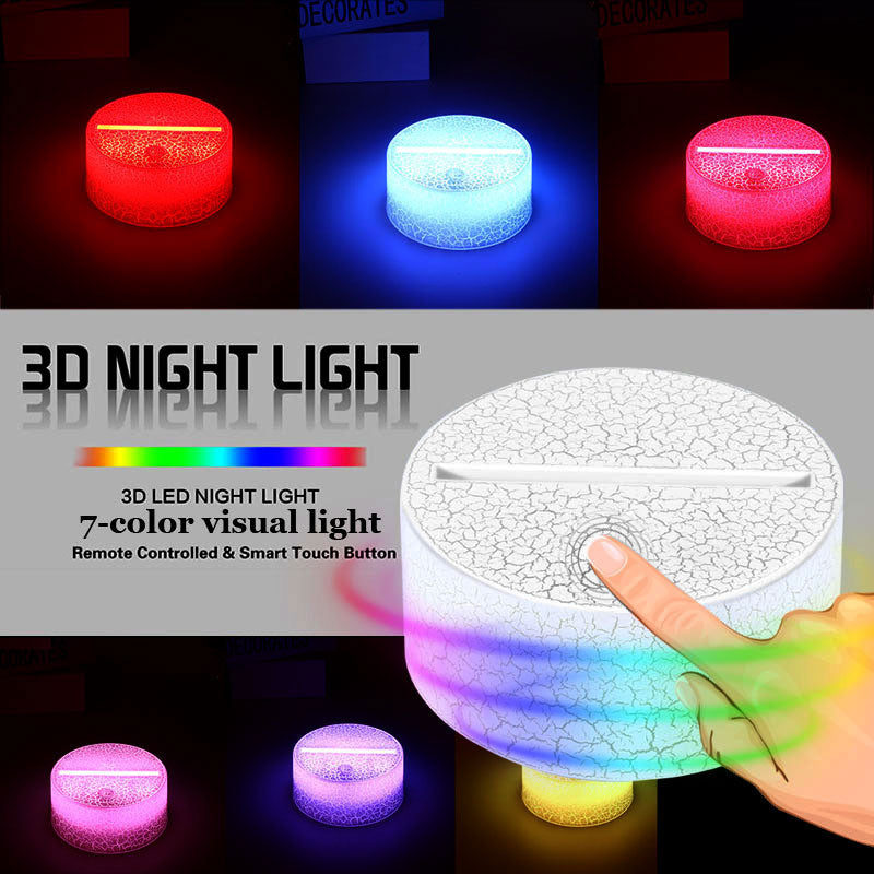 Acrylic 3D LED Lamp Base Table Night Light Base LED 7 Color-Adjust ABS USB Remote Control Lighting Accessories Bulk Wholesale