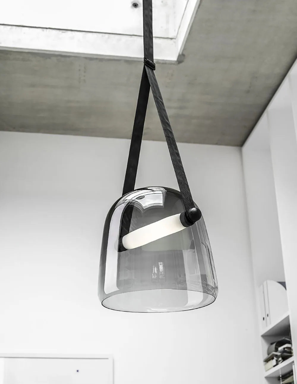 Modern Glass LED Pendant Light Art Leather Designer Bedside Hanging Lamp for Living Room Indoor Decorative Lighting