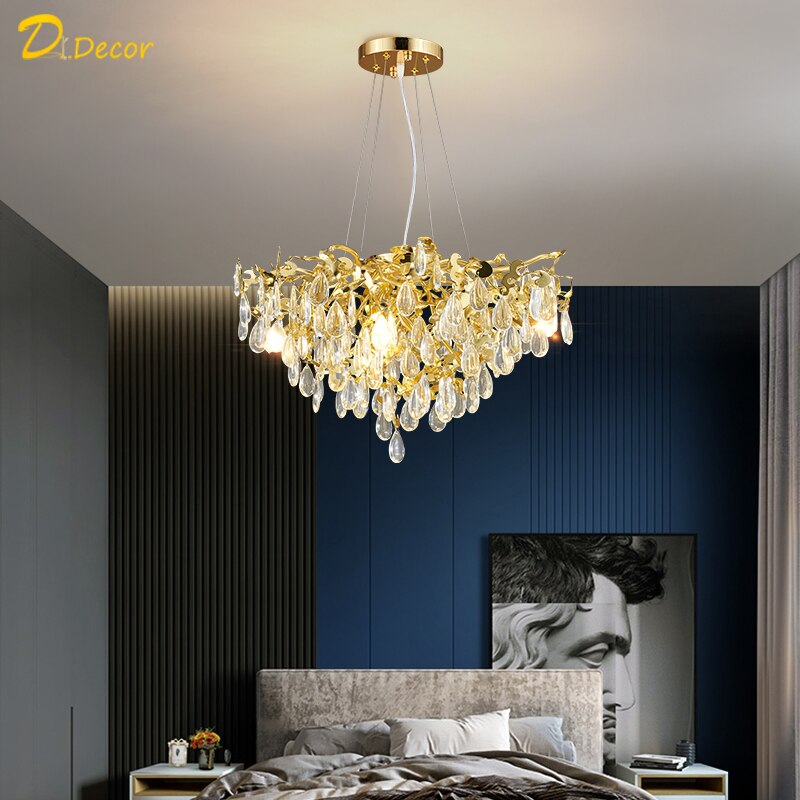 Nordic Luxury Crystal Chandelier Lighting Lustre Ceiling Chandeliers Lamp Living Room Home Decor Hanging Lamp Hotel Chandeliers