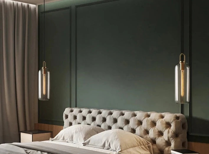 Smoke Grey  Sphere glass hanging lamp Transparent Cylindrical Edison glass pendant lighting Simple lines pendant lamp droplight