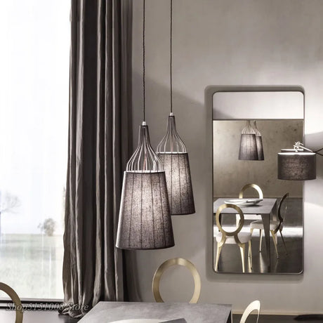 American fabric pendant lamps modern Simple pendants light Nordic living room bedroom creative personality LED  iron Hanging Lamps