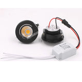 Dimmable 3W Small Led Downlights Recessed Mini Adjustable Cob Cabinet Spot Lights white Black Silver Hole Size 40-45mm