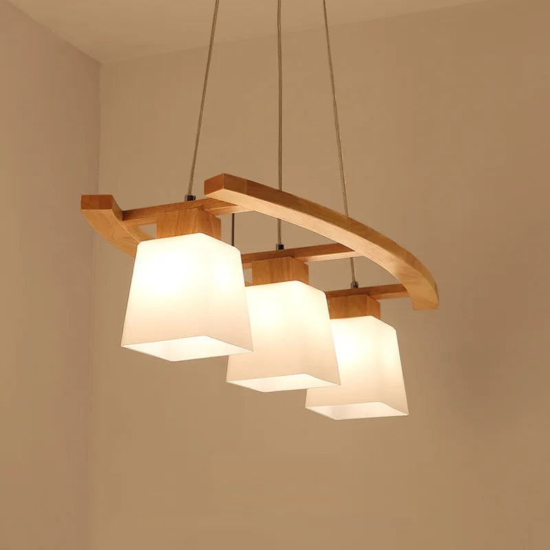 Nordic Wood Pendant Lights LED Modern Pendant Lamps For Dining Living Room Kitchen Bar Cafe Japanese Style Hanging Lamp