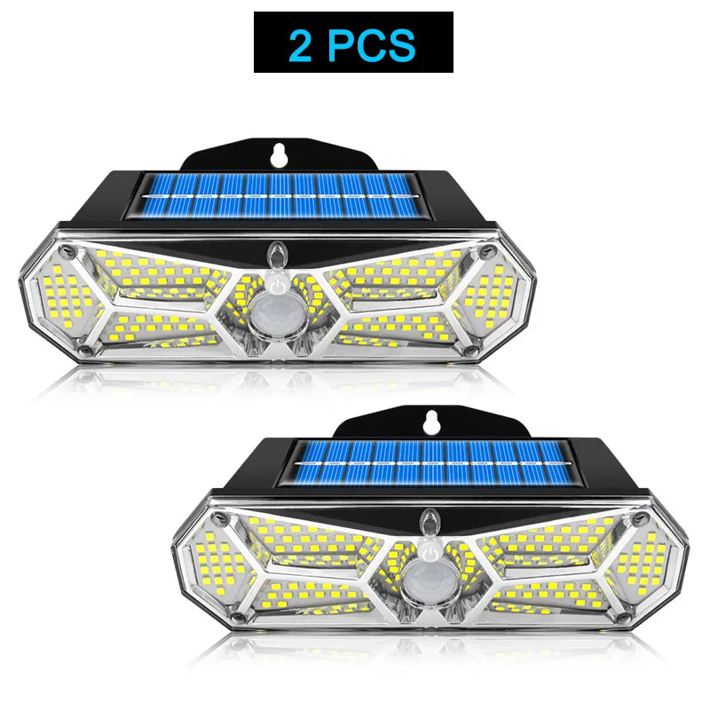 Solar Lights Outdoor Motion Sensor 158LEDs IP65 Waterproof Super Bright Solar Wireless Wall Lamp with 3Modes and 8Wide Angle
