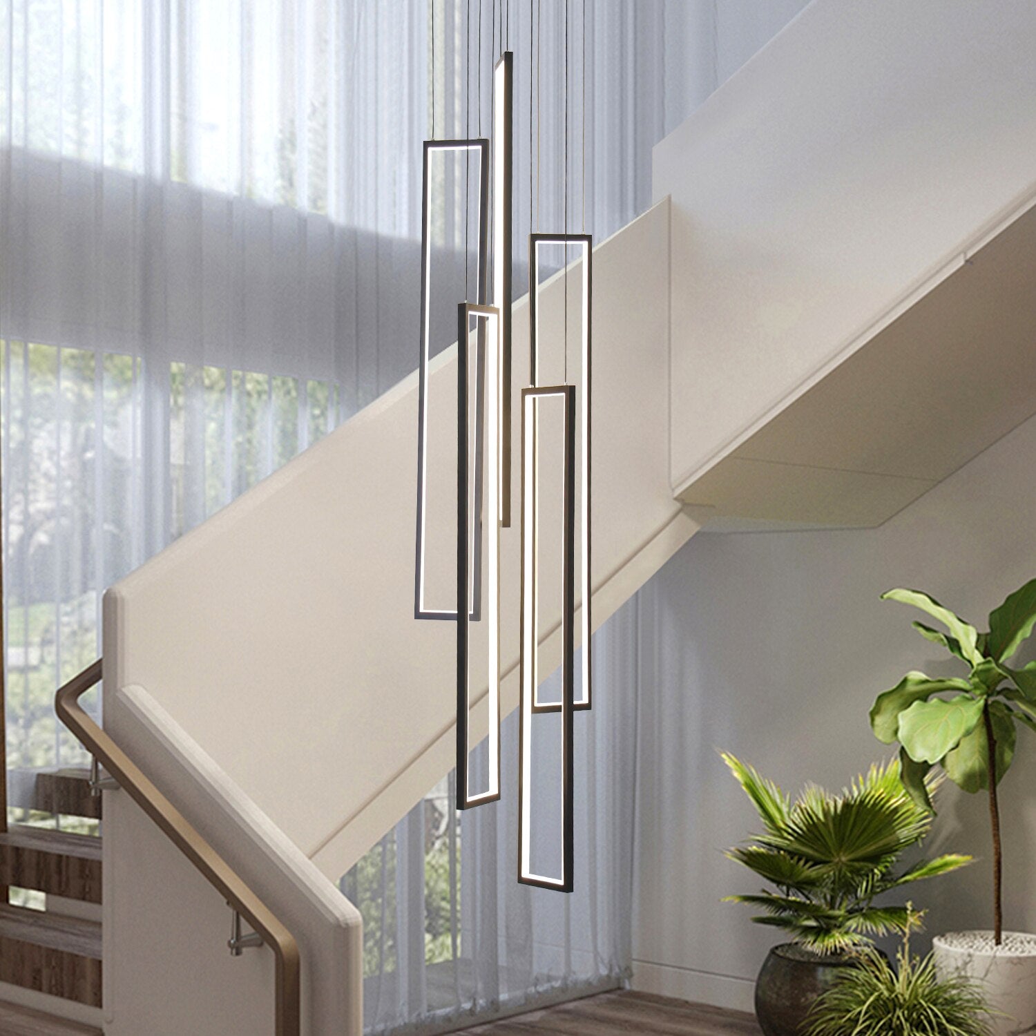 Modern LED Chandelier Pendant Simple Hanging Lamp for Duplex Loft Rotate Stair Villa Nordic Pendant light