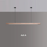 Solid Wood Hanging Lamp Nordic LED Wood Pendant Light Modern Table Long Linear Light Round Hanging Fixtures for Kitchen Island