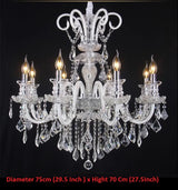 Modern Crystal Hanging Chandelier Lighting For Living Room Hotel Hall K9 Luxury grade crystal white Arm Transparent Body Villa