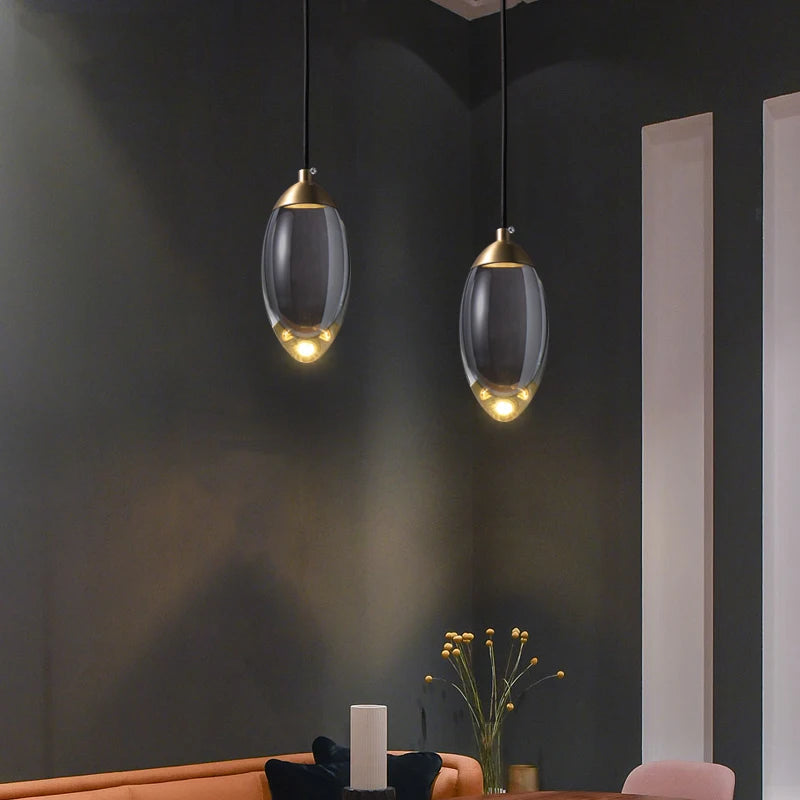 Modern Crystal ball LED Pendant lights Nordic Copper lighting bedroom bedside single head lights bar corridor small Hanging lamp