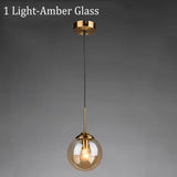 Amber Smoke Gray Clear Glass Pendant Lamp LED Hanging Light for Dining Room Table Kicthen Island Bedroom Bedside Lighting