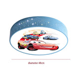 Cartoon Car Round LED Ceiling Light (Dimmable with Remote) - Modern Flush Mount Ceiling Lamp Fixture for Kids Bedroom, Nursery, Playroom & Corridor