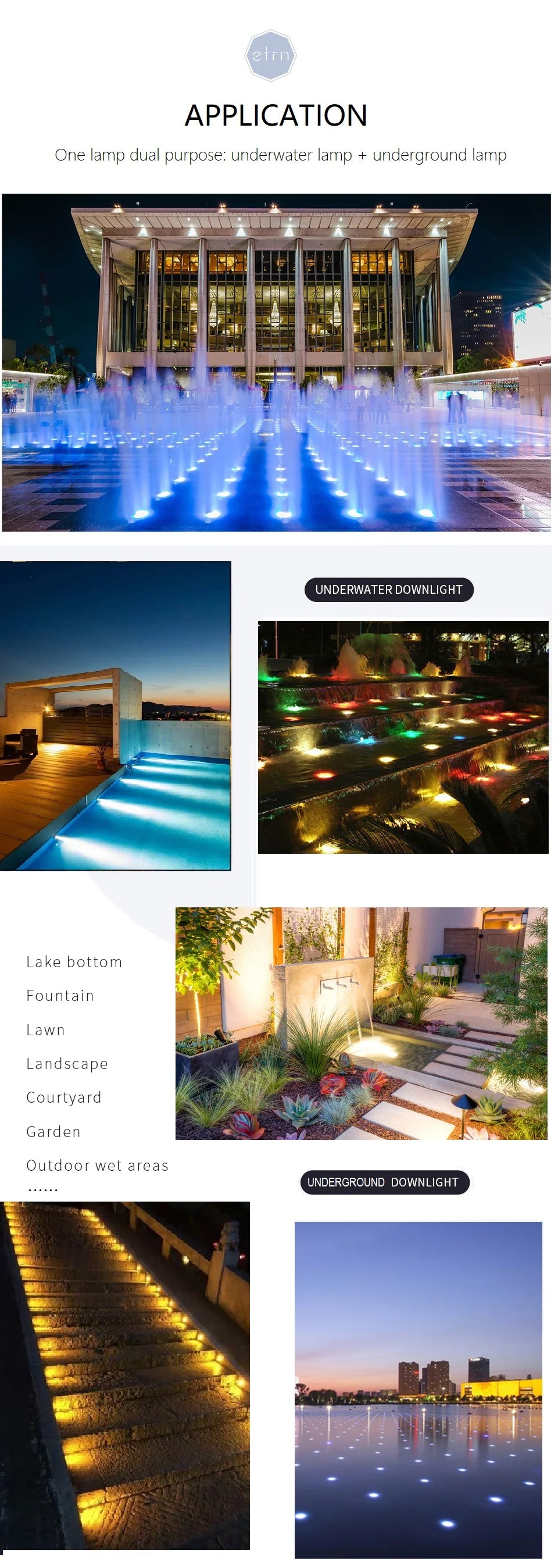 etrnLED Outdoor Garden Lights Waterproof Ground Spot 12V 24V Recessed Exterior Floor Terrace Deck Driveway Lawn Lamp RGB IP68
