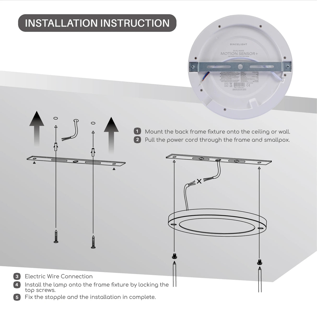 LED Motion Sensor Round Panel Ceiling Light - 18W Dual Mode Detector Fixture
