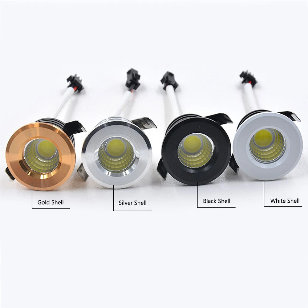 Led Mini Down Light 3W Spot Light Recessed Ceiling Downlight AC85-265V Spotlight Aluminium White Black Silver Gold Shell LED Spot