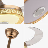 Bluetooth Invisible Ceiling Fan Light LED 3-Color Music Player Chandelier