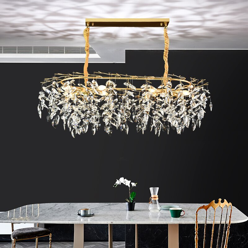 Postmodern Gold Crystal LED Chandelier Lighting Lustre Suspension Luminaire Lampen for Dinning Room Dining Room Home Decoration