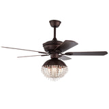 Antique Crystal Ceiling Fan Light Livingroom Chandelier W/ Reverse Function, 3 Speed Adjustable, Remote Control