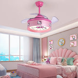 Modern children bedroom decor led invisible ceiling fan light lamp living dining room ceiling fans with lights remote control